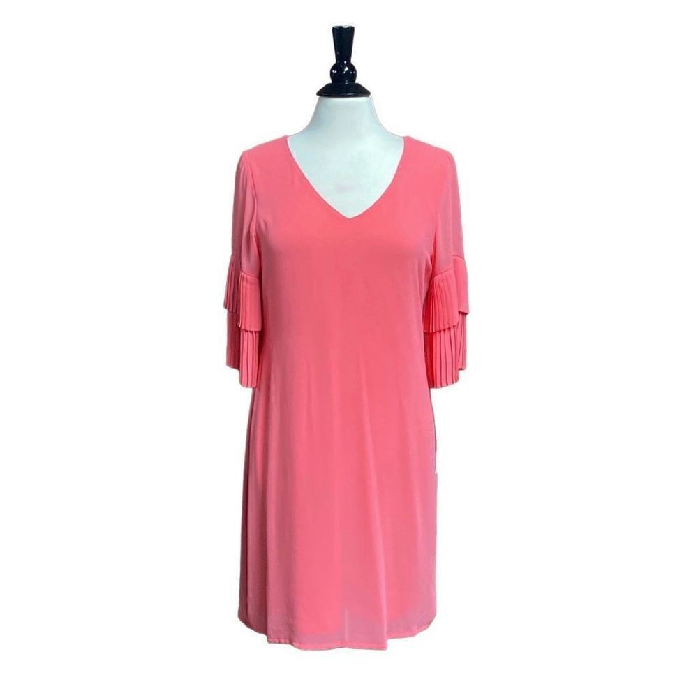 Leslie Faye Pleated Tiered Sleeve V-Neck Dress Size 6 NWT